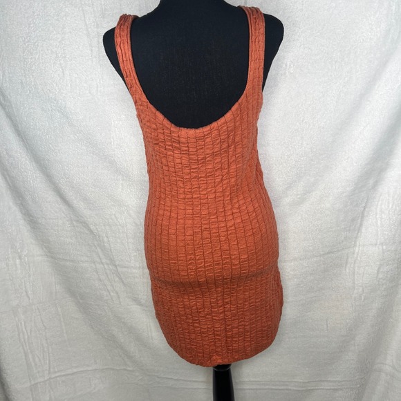 FP Beach Free People Mini Dress Sleeveless Button Front Orange Medium - Picture 4 of 8